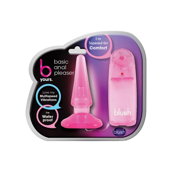 B Yours Basic Vibrating Butt Plug with Wired Remote Control - Pink