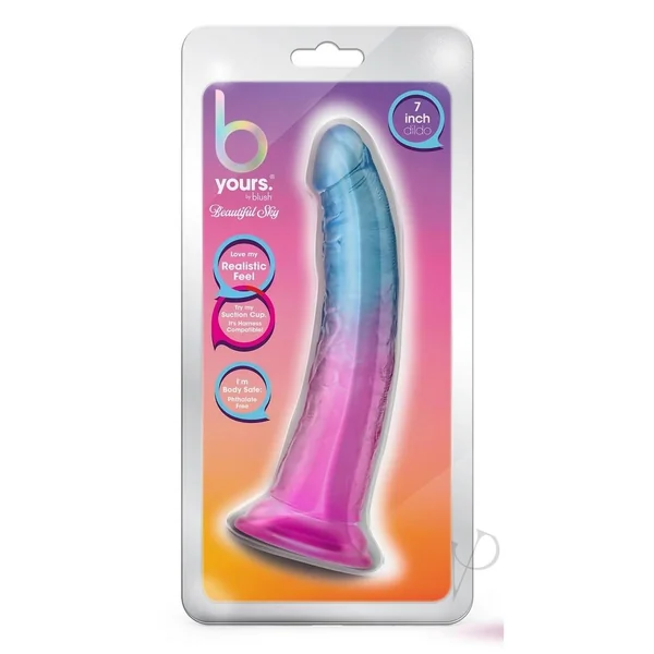 B Yours Beautiful Sky Dildo 7in Sunset - Pink/Blue