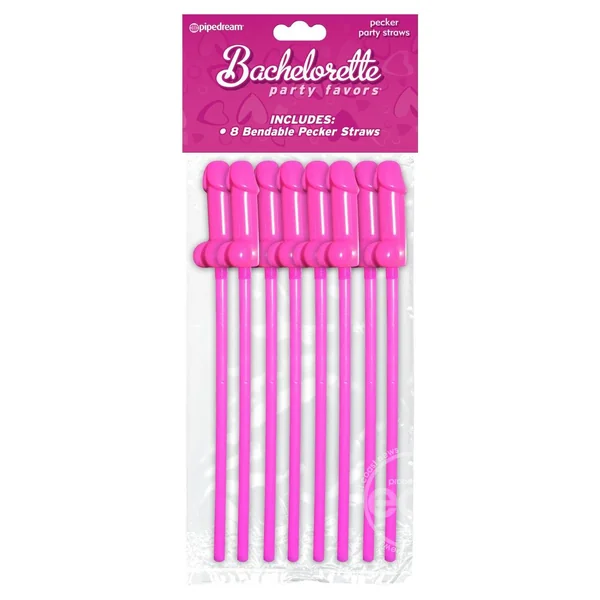 Bachelorette Party Favors Bendable Pecker Straws - Pink