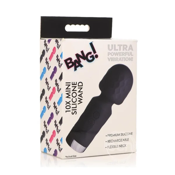 Bang! 10X Mini Silicone Rechargeable Wand - Black