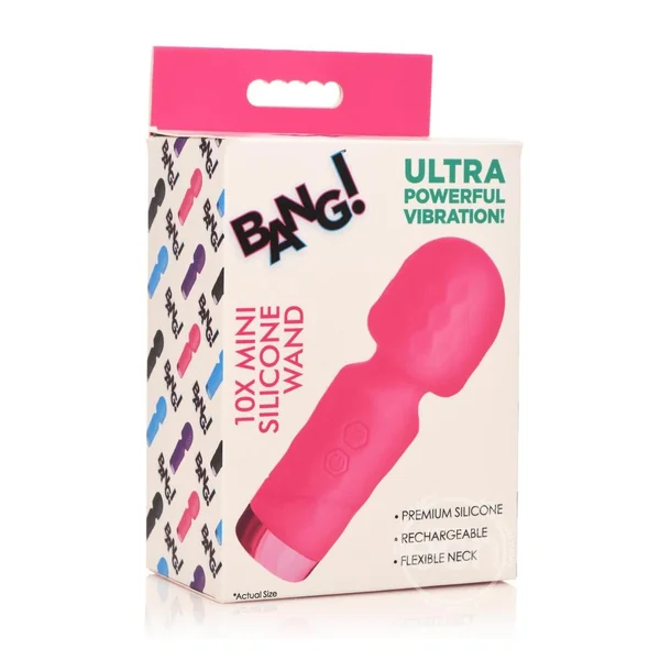 Bang! 10X Mini Silicone Rechargeable Wand - Pink