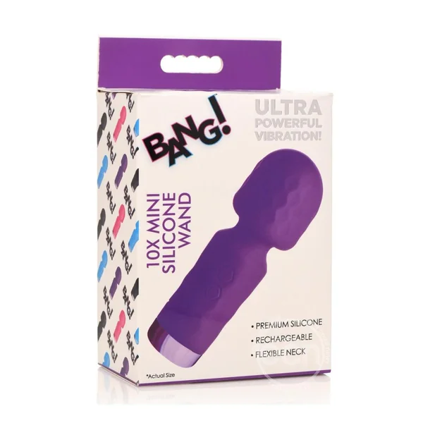 Bang! 10X Mini Silicone Rechargeable Wand - Purple