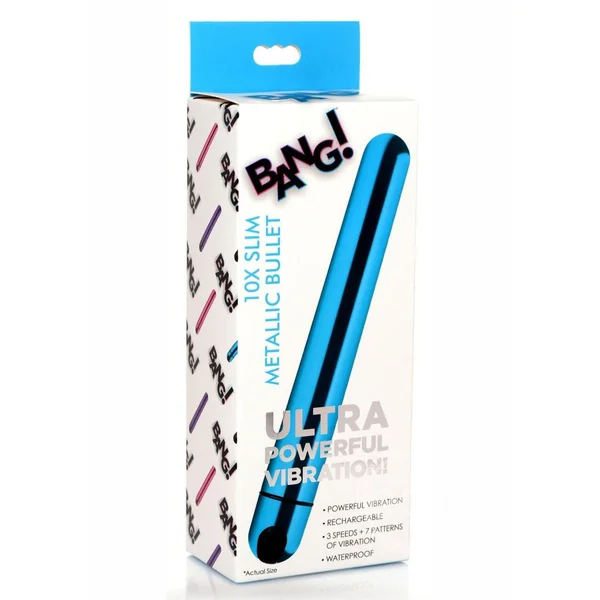 Bang! 10X Slim Metallic Rechargeable Bullet - Blue