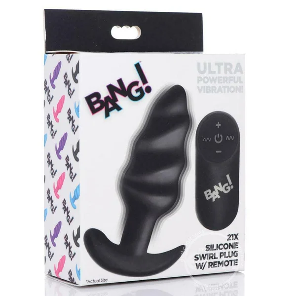 Bang 21X Vibrating Silicone Swirl Butt Plug With Remote Control