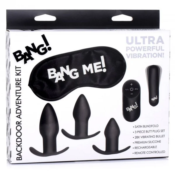 Bang Backdoor Adventure 3pc Butt Plug Set, Bullet, & Blindfold Kit