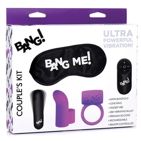 Bang Couples Love Ring, Finger Vibe, Bullet, & Blindfold Kit