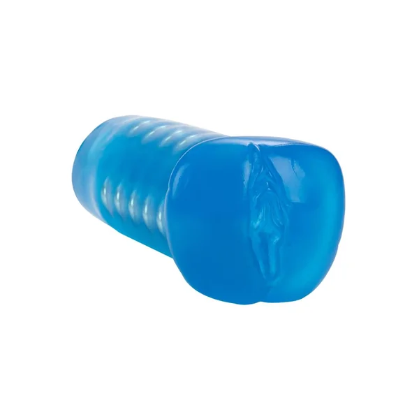 Basic Essentials Beaded Masturbator 5in – Pussy – Blue