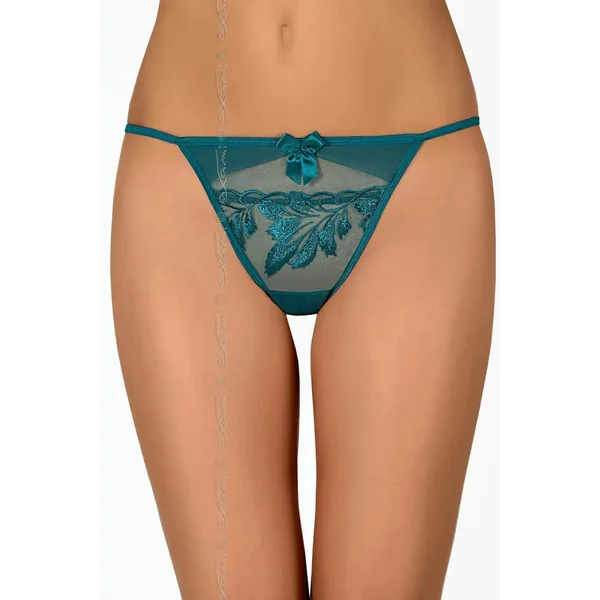 Basilic Embroidered Sheer V-String Thong