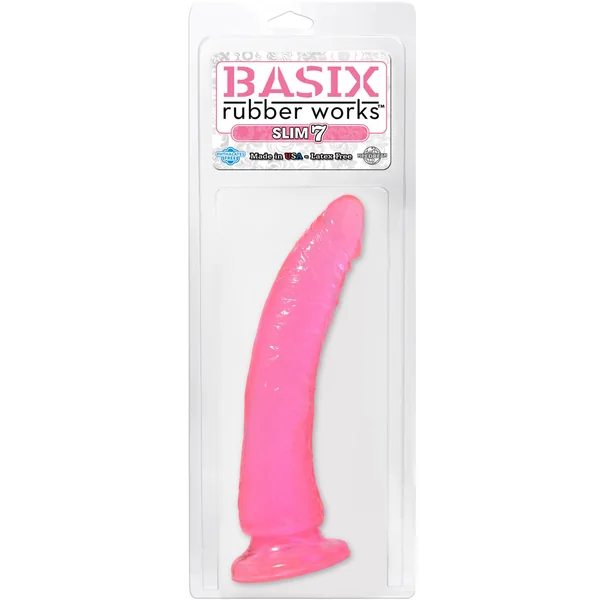 Basix Dong Slim 7 With Suction Cup 7 Inch Pink
