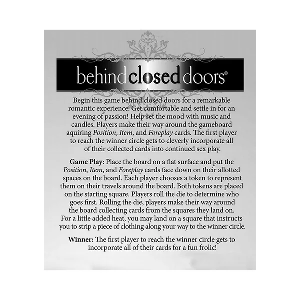 Behind Closed Doors A Board Game For Lovers