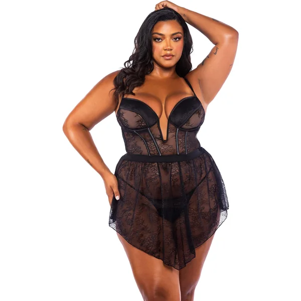 Belle Noir 3-Piece Garter Skirt Set