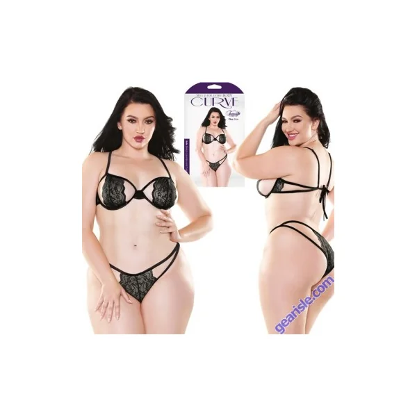 Belle Stretch Lace Bra And Cutout Panty Set