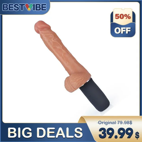 Bestvibe 9 Vibrating 3 Telescoping Wriggle Handheld Penis Dildo 10.80 Inch