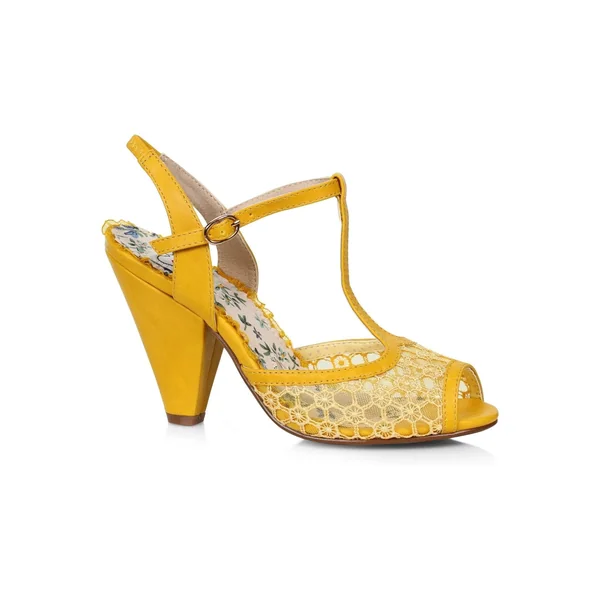 Bettie Page Brooklyn Pump | Yellow Faux Leather