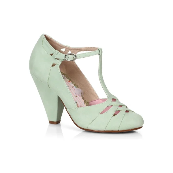 Bettie Page Laura Pump | Green Faux Leather