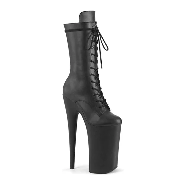 BEYOND-1050WR Black Faux Leather Knee Boot