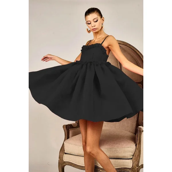 BiBi Ruffled Edge Sweet Heart Neck Sleeveless Tulle Dress