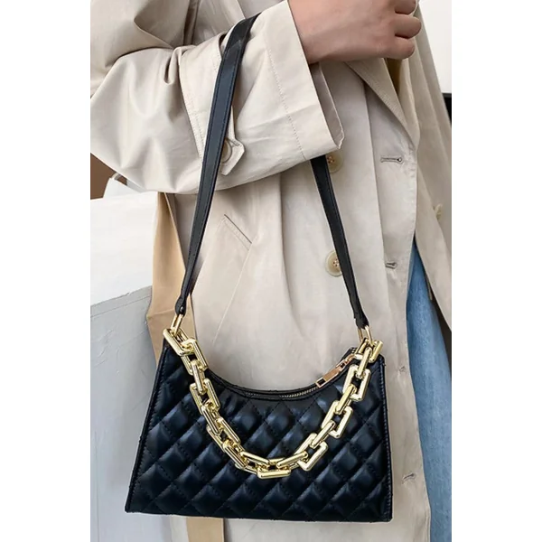 Black Gold Quilted Handbag