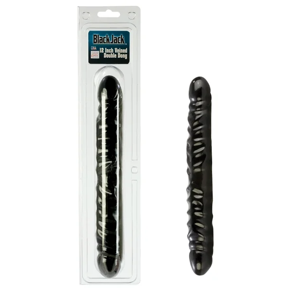 Black Jack Veined Double Dildo 12in - Black