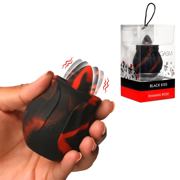 Black Kiss Rimming Licking Rose Silicone Waterproof and Rechargeable Oral Sex Vibrator