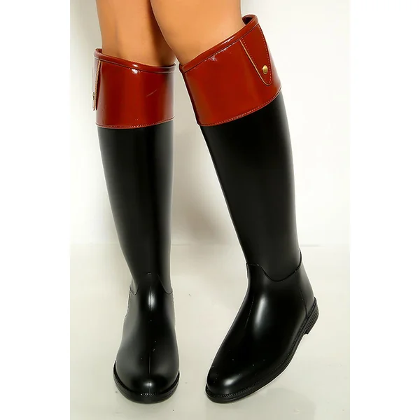 Black Knee High Waterproof Rain Boots