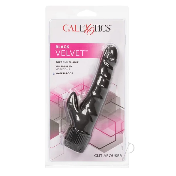 Black Velvet Clit Arouser Realistic Rabbit Vibrator - Black