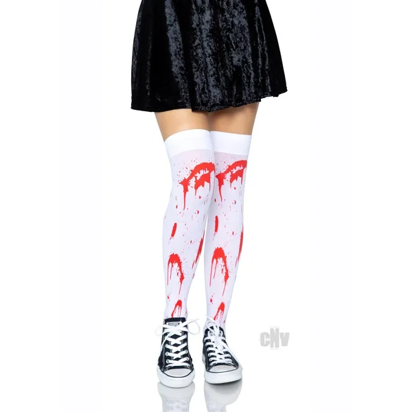 Bloody Zombie Thigh Highs O/s White/red