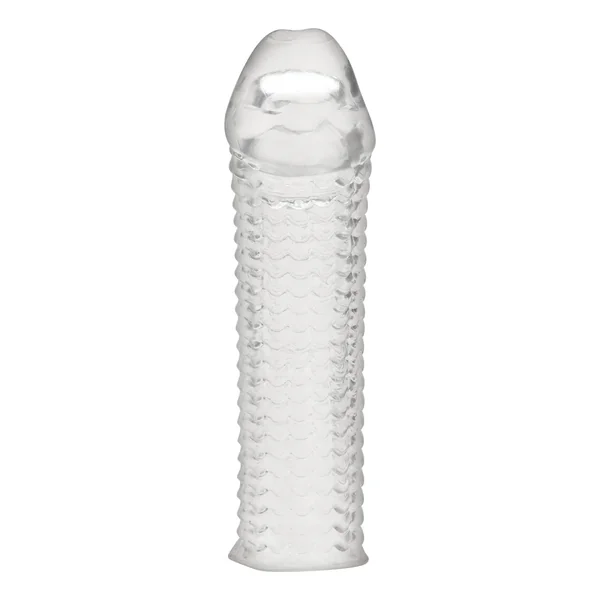 Blue Line Clear Textured Penis Enhancing Sleeve Extension 6.5 Inch