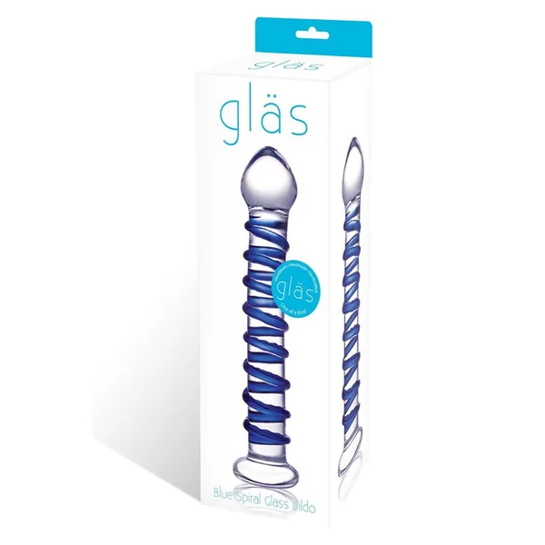 Blue Spiral Glass Dildo