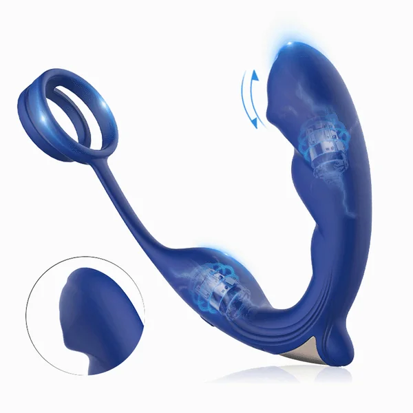 Blue Wing Head Spinning Bead Vibrating Prostate Massager