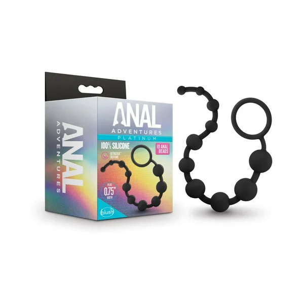 Blush Anal Adventures Platinum Silicone 10 Anal Beads - Black
