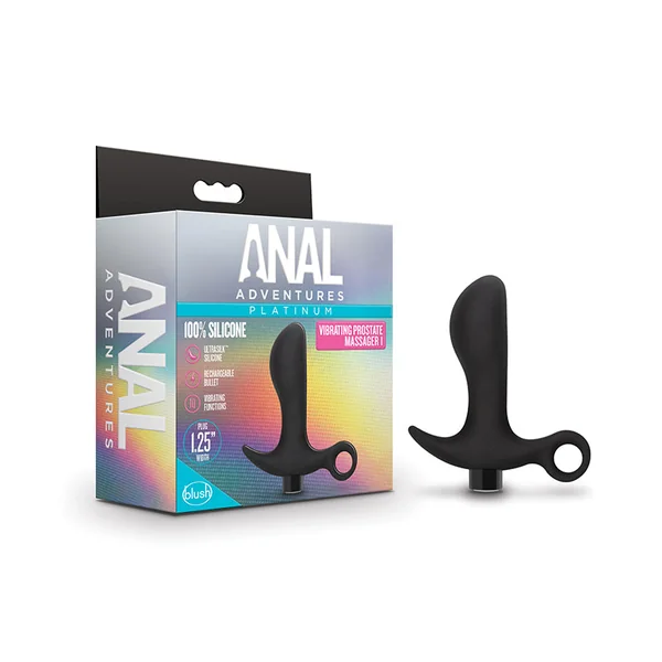 Blush Anal Adventures Platinum Silicone Rechargeable Vibrating Prostate Massager 01 Black