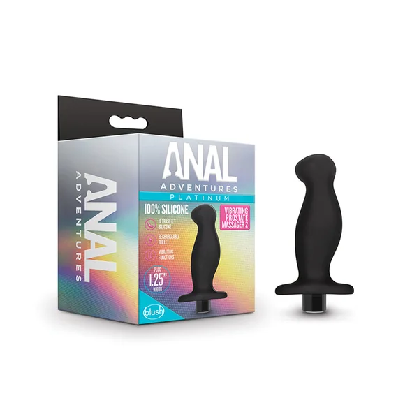 Blush Anal Adventures Platinum Silicone Rechargeable Vibrating Prostate Massager 02 Black