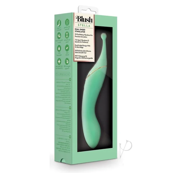 Blush Collection Stella Rechargeable Silicone Dual End Vibrator - Green