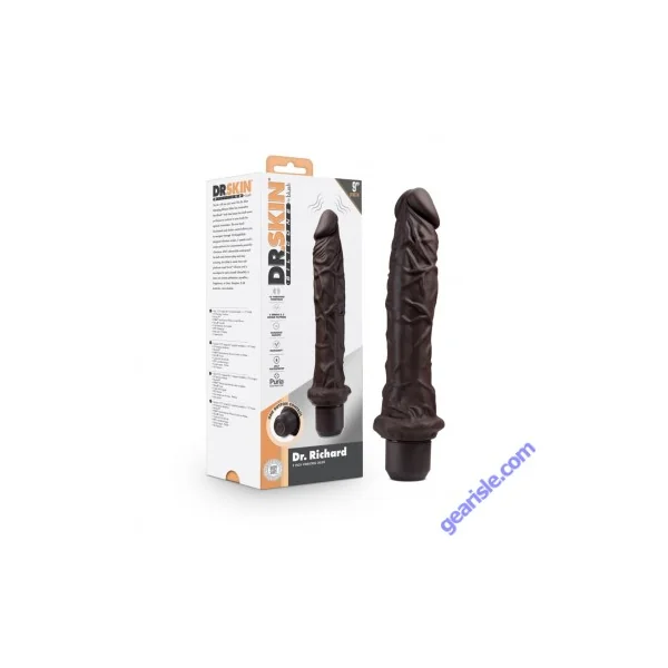 Blush Dr. Skin Dr. Richard 9'' Vibrating Silicone Dildo Brown