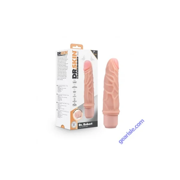 Blush Dr. Skin Silicone Dr. Robert 7'' Vibrating Dildo Beige