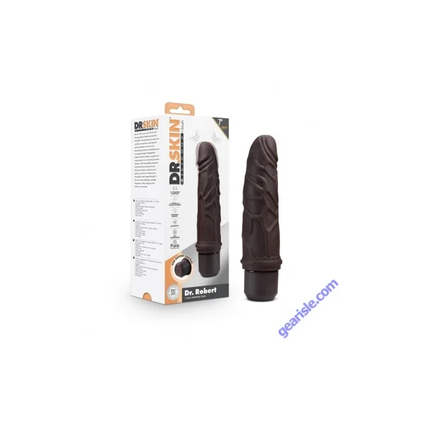 Blush Dr. Skin Silicone Dr. Robert 7'' Vibrating Dildo Brown
