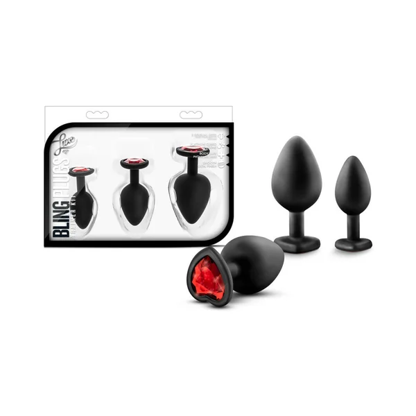 Blush Luxe Bling Plugs Training Kit - Black w/Red Gems