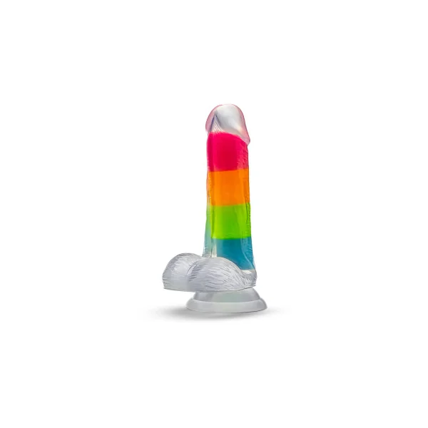 Blush Neo Elite Glow in the Dark Rainbow Rave 6.5 Inch Silicone Dual Density Dildo, 4.75 Inch Insertable, 1.25 Inch Max Width