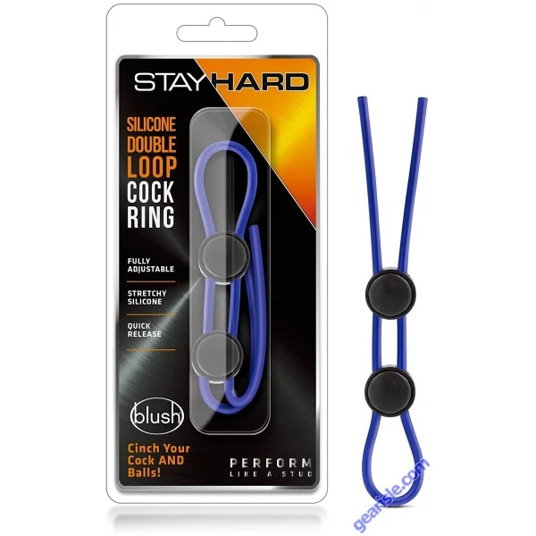 Blush Stay Hard Silicone Double Loop Blue Cock Ring
