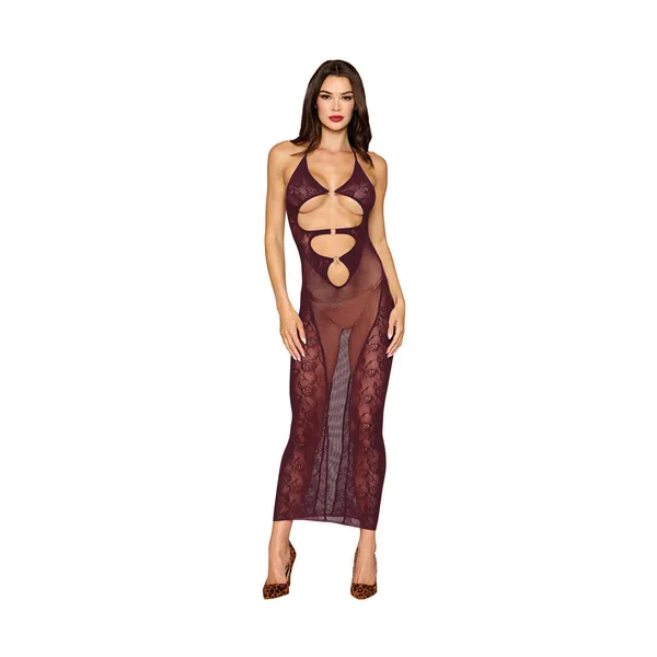 Bodystocking Gown and Shrug Dmnd - One Size - Cherry Lacquer