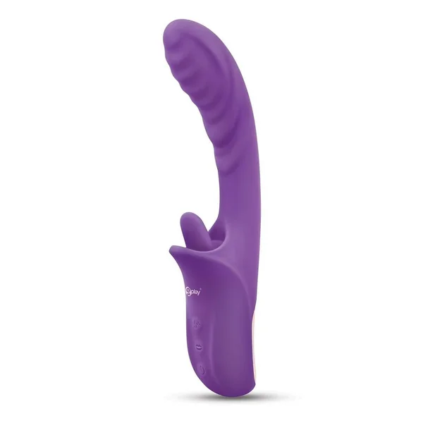 Bodywand G-Play Rechargeable Silicone Dual Stim Lick Me Out G-Spot Squirt Trainer Vibrator with Clitoral Stimulator – Purple