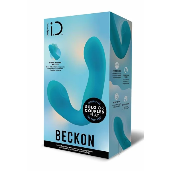 Bodywand I.D. Beckon Rechargeable Silicone Dual Stimulating Vibrator - Teal