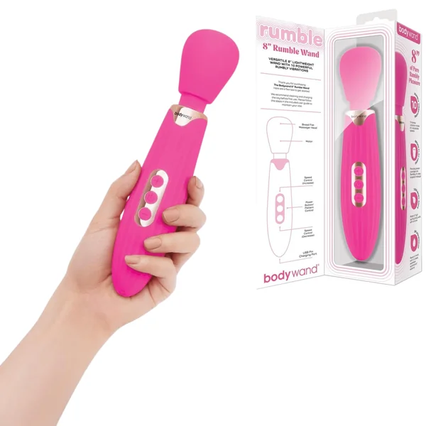 Bodywand Rumble Flexible Neck Massager Rechargeable Wand Vibrator Hot Pink