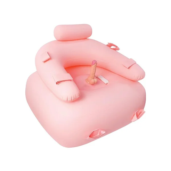 Bondage Furniture Get Down On It Inflatable Cushion with Wire Controller Vibrating Silicone Dildo Plus Wrist N Leg Straps
