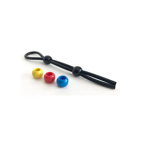 Boneyard Double Slide Cock Leash 3X Stretch Silicone Cock Tie – Black and Multicolor