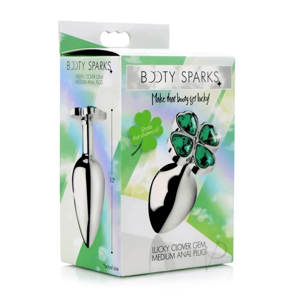 Booty Sparks Lucky Clover Gem Medium Anal Plug - Green