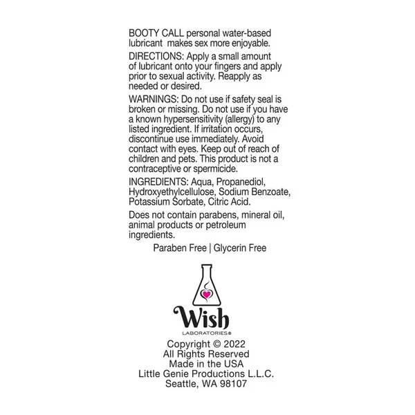 Bootycall Water Based Lubricant