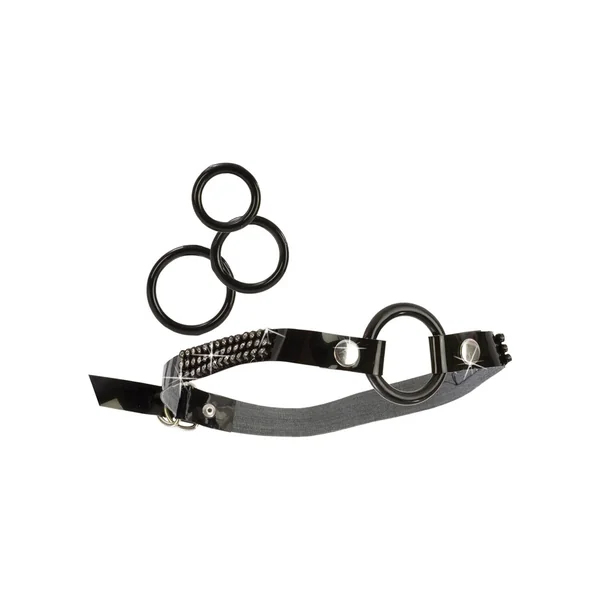 Bound By Diamonds Open Ring Gag Black
