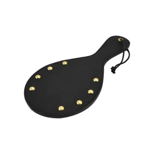 Bound Noir Nubuck Leather Paddle with Brass Stud Detail